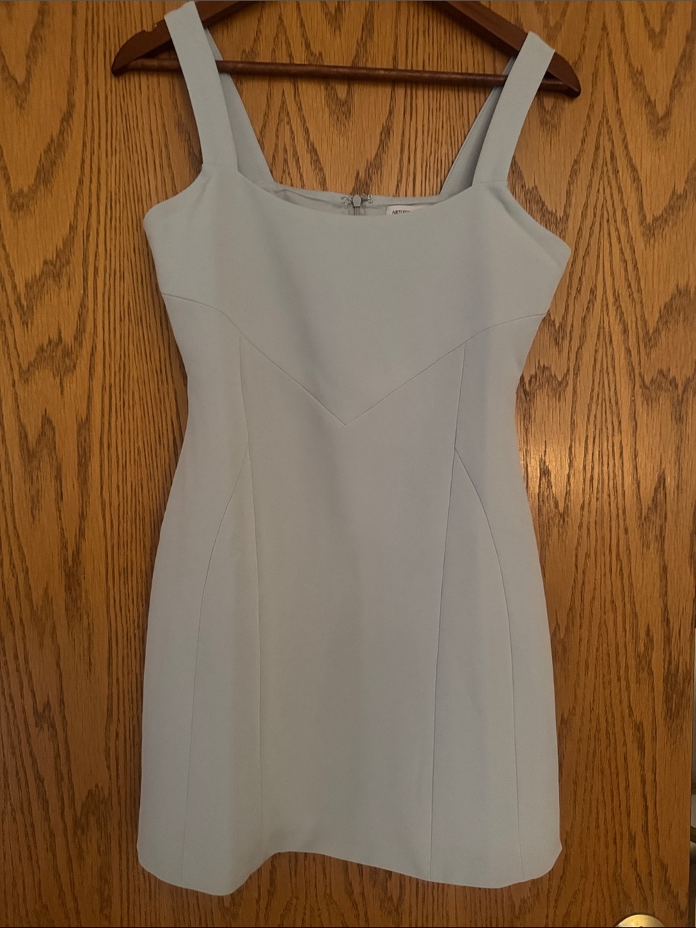 Square-Neck Mini Dress in Light Blue